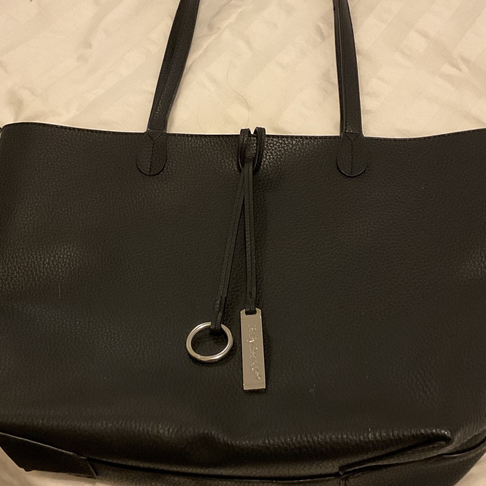 Elegant Black Faux Leather Tote Bag